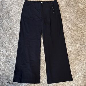 CAbi Black Wide-Leg Pants with Button Waist Detail